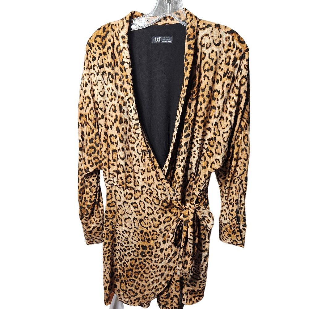 Zara Trf Collection Leopard Print Wrap Dress - Si… - image 1